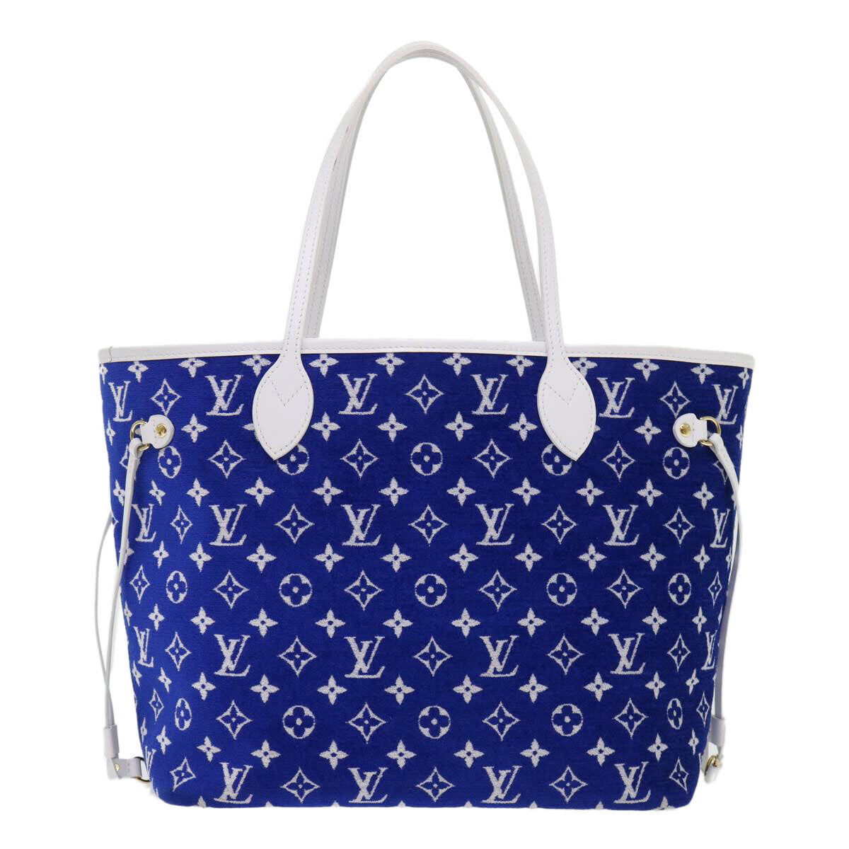 Louis Vuitton Neverfull Nm Tote Lv Match Monogram Jacquard Velvet Blue Velvet Tote Bag