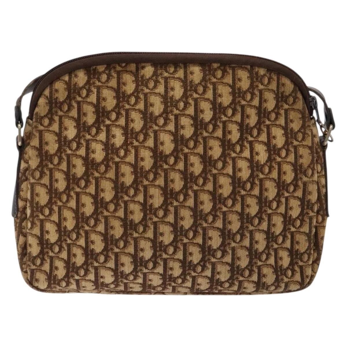 Christian Dior Vintage Trotter Shoulder Bag Canvas Brown Canvas Bag (Pre-Owned)