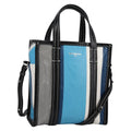 Balenciaga Bazar Convertible Tote Striped Leather Blue Leather Tote Bag