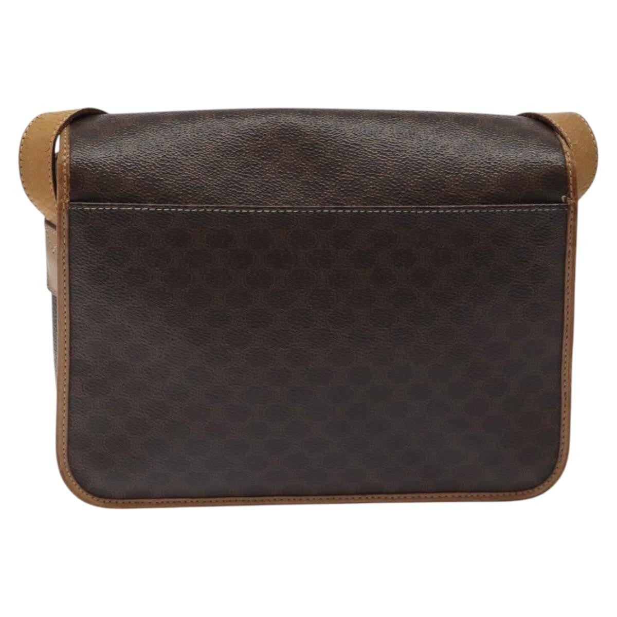Celine Vintage Macadam Shoulder Bag Canvas And Leather Brown Canvas Shoulder Bag Bag