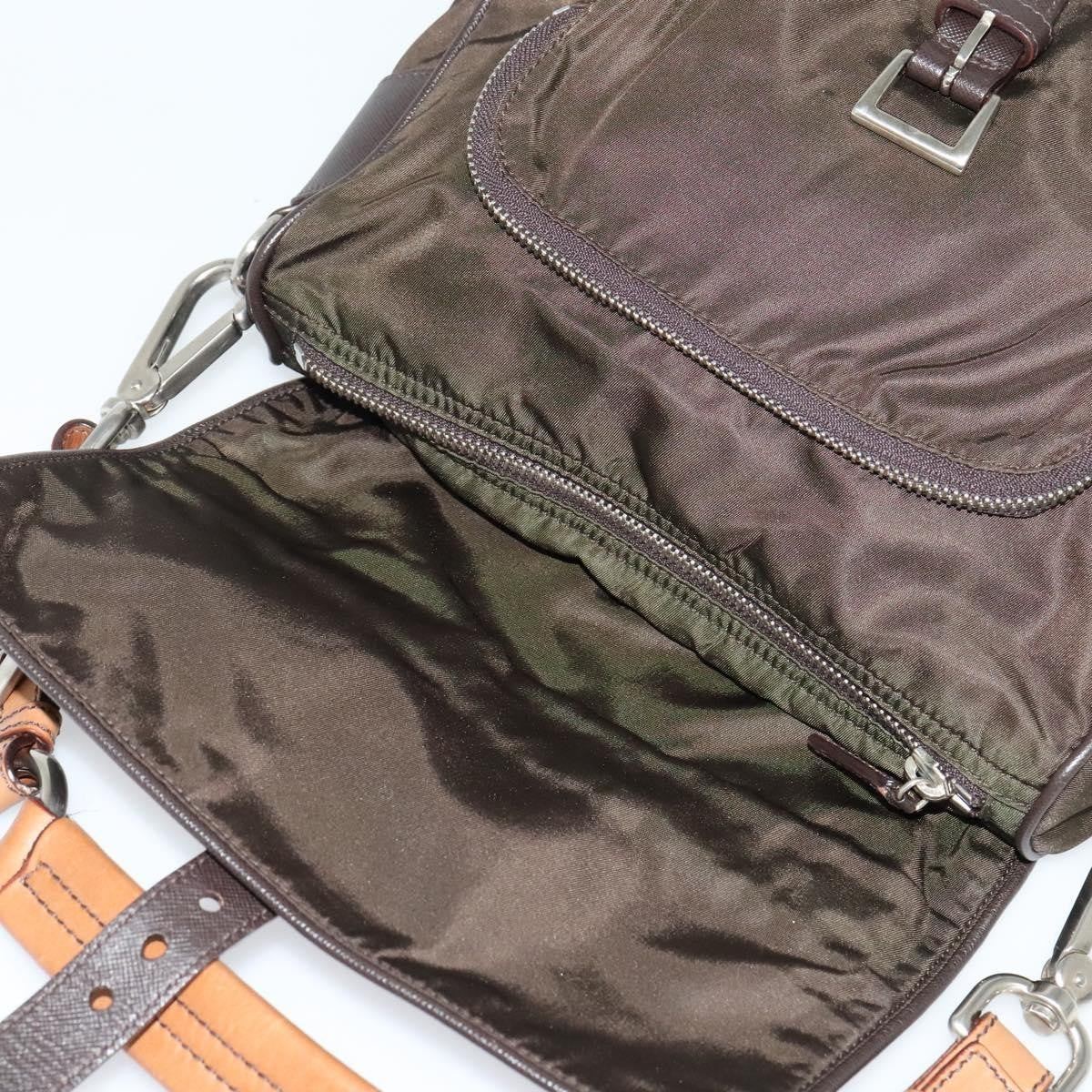Prada Vintage Flap Shoulder Bag Nylon Khaki Nylon Shoulder Bag Bag