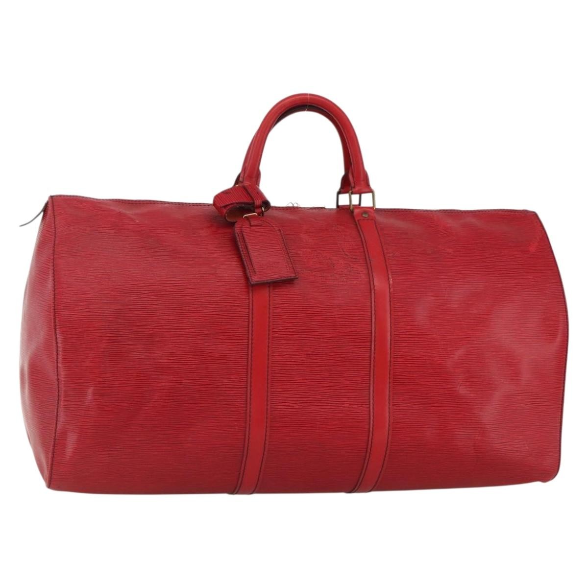 Louis Vuitton Keepall Bag Epi Leather Red Leather Travel Bag