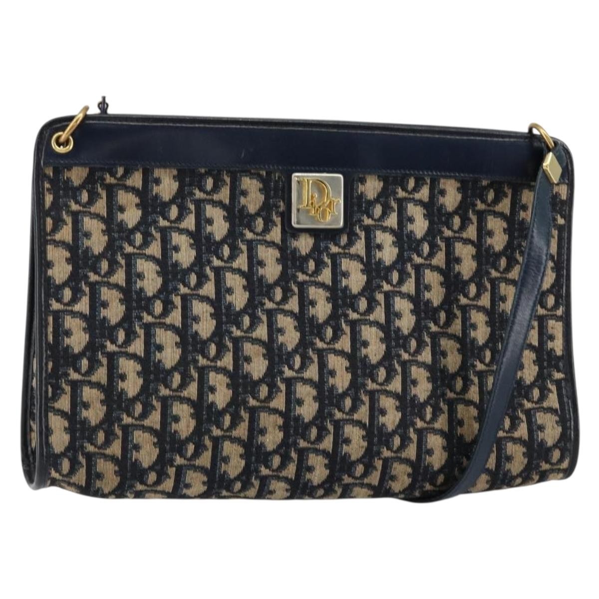 Christian Dior Vintage Trotter Shoulder Bag Canvas Navy Canvas Shoulder Bag Bag (Pre-Owned)