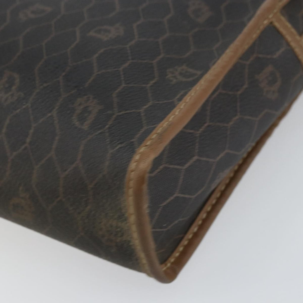 Christian Dior Vintage Honeycomb Zip Pouch Canvas And Leather Black Canvas Clutche & Pouche Bag (Pre-Owned)