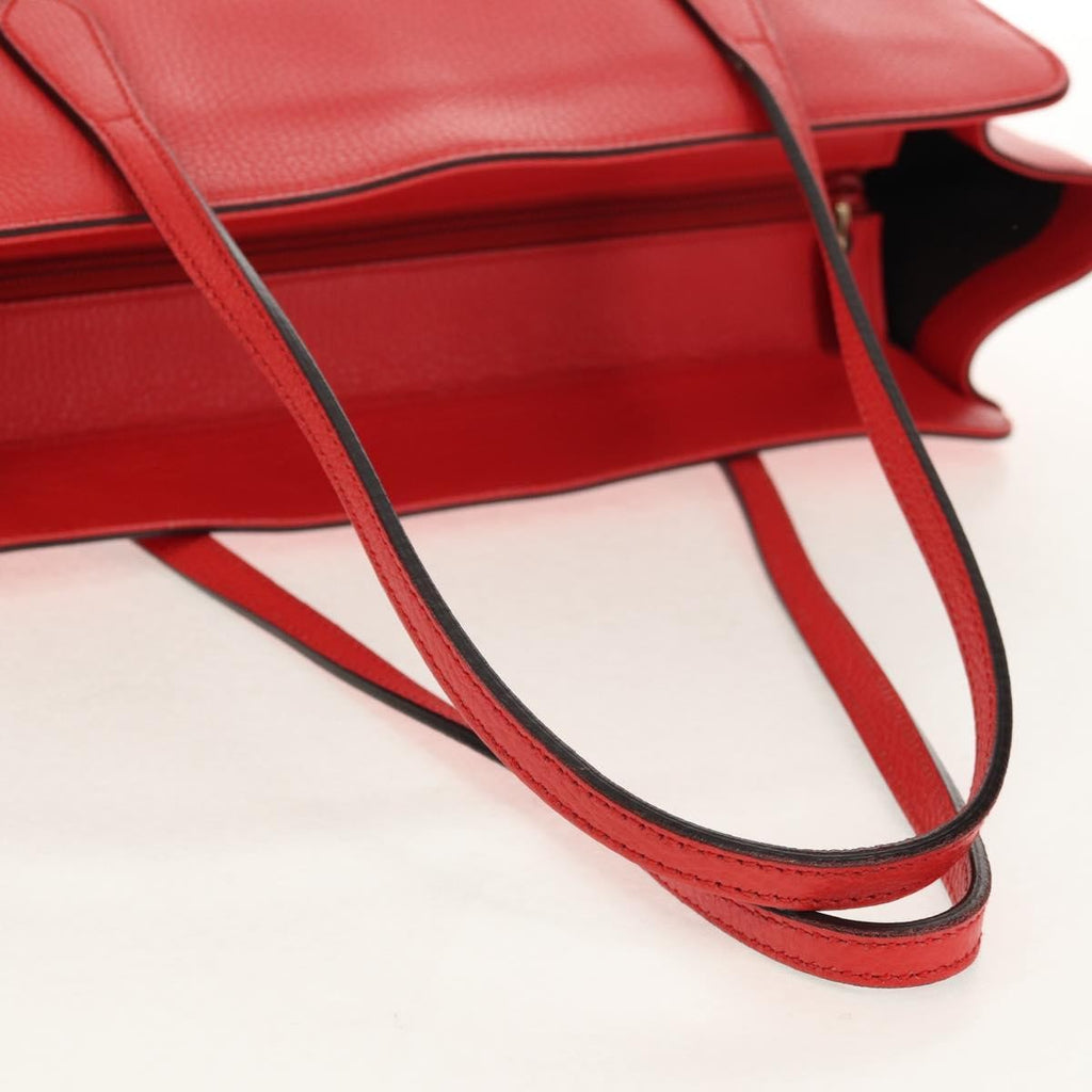 Gucci Grand Prix Interlocking Gg Tote Grainy Leather Red Leather Tote Bag Bag (Pre-Owned)