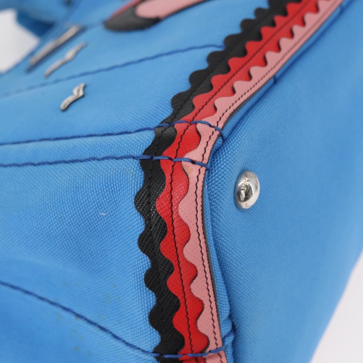Prada Canapa Convertible Tote Canvas With Applique Blue Canvas Tote Bag Bag