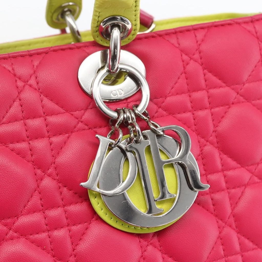 Christian Dior Lady Cannage Matelassé Pink Leather Tote Bag Bag (Pre-Owned)