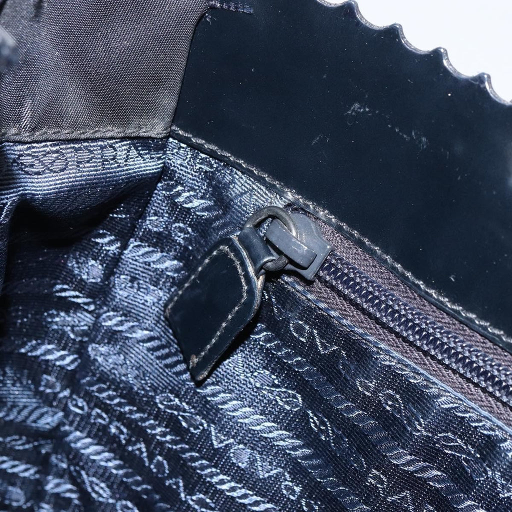 Prada Vintage Tote Tessuto With Leather Black Patent_Leather Tote Bag Bag
