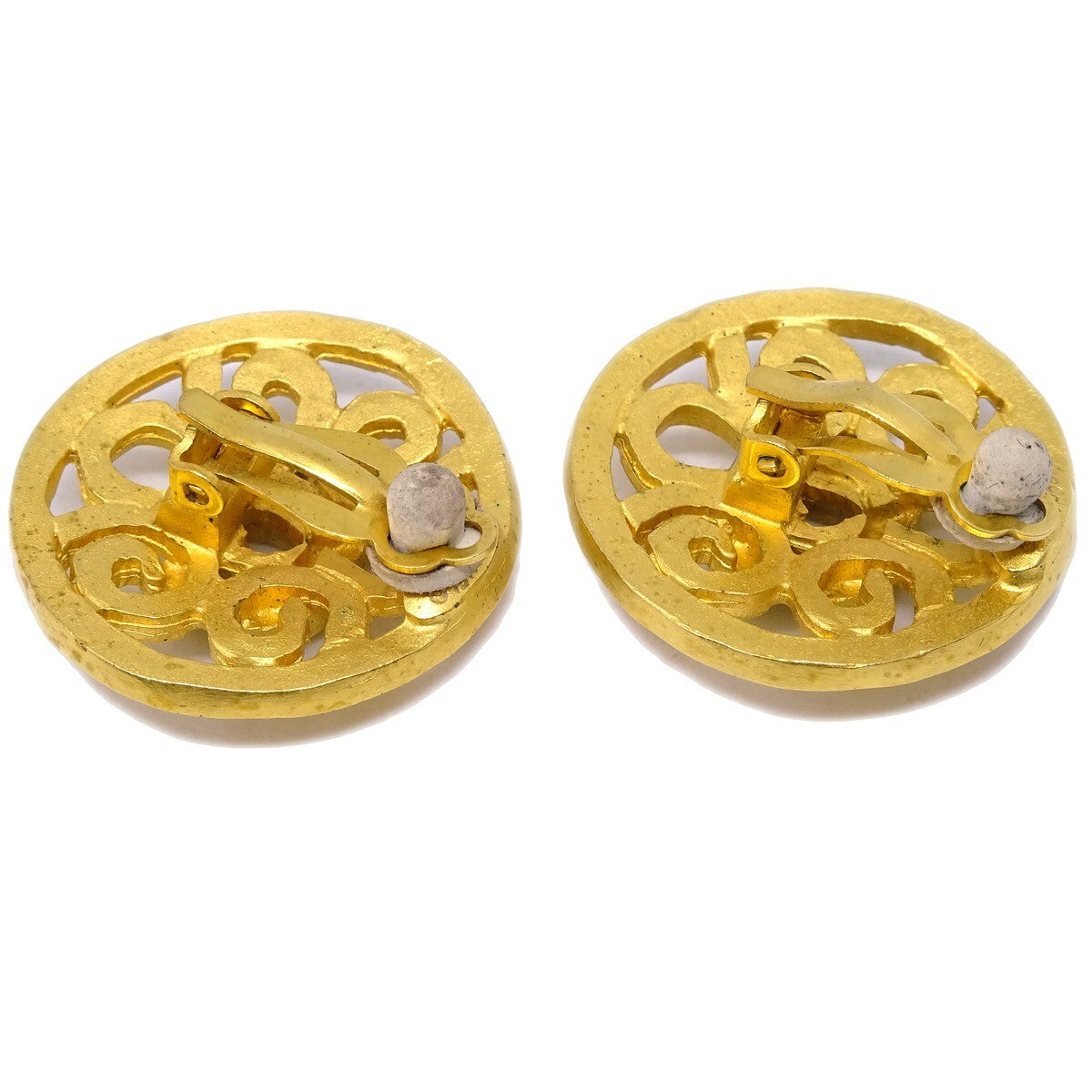 Chanel Cc Round Earrings Metal Gold Gold_Plated Earrings Jewelry