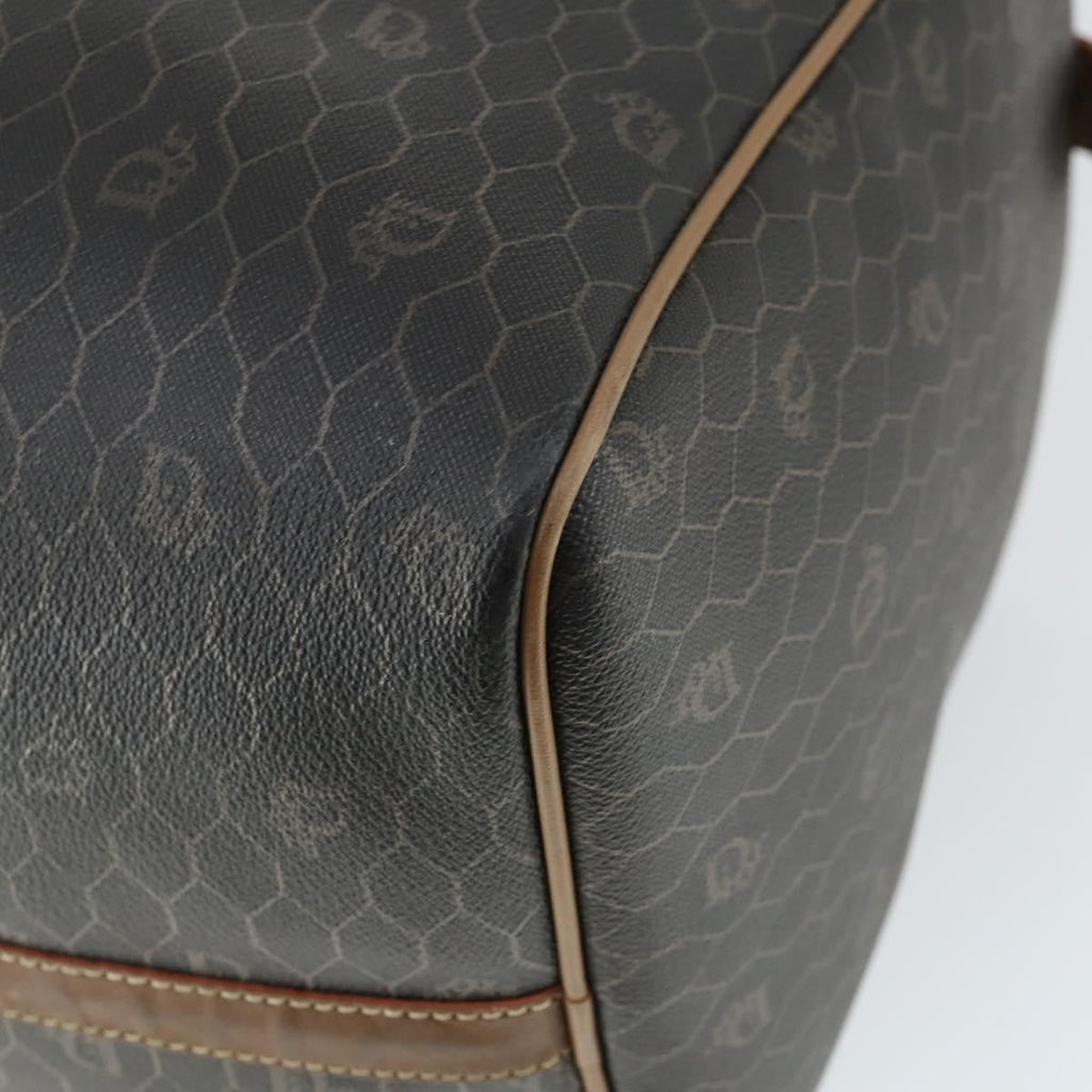 Christian Dior Vintage Honeycomb Boston Bag Canvas And Leather Black Canvas Travel Bag Bag (Pre-Owned)