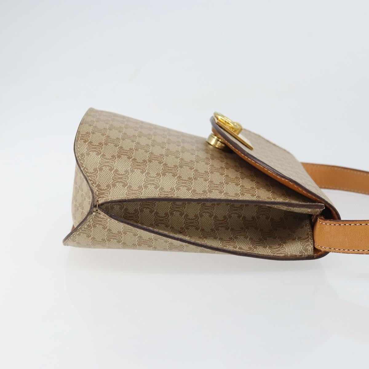 Celine Vintage Macadam Shoulder Bag Canvas Beige Canvas Shoulder Bag Bag