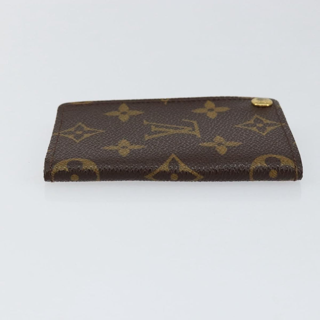 Louis Vuitton Porte Cartes Pression Card Case Monogram Canvas Brown Canvas Card Holders Accessory