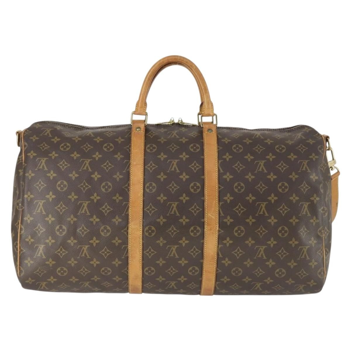 Louis Vuitton Keepall Bandouliere Bag Monogram Canvas Brown Canvas Travel Bag