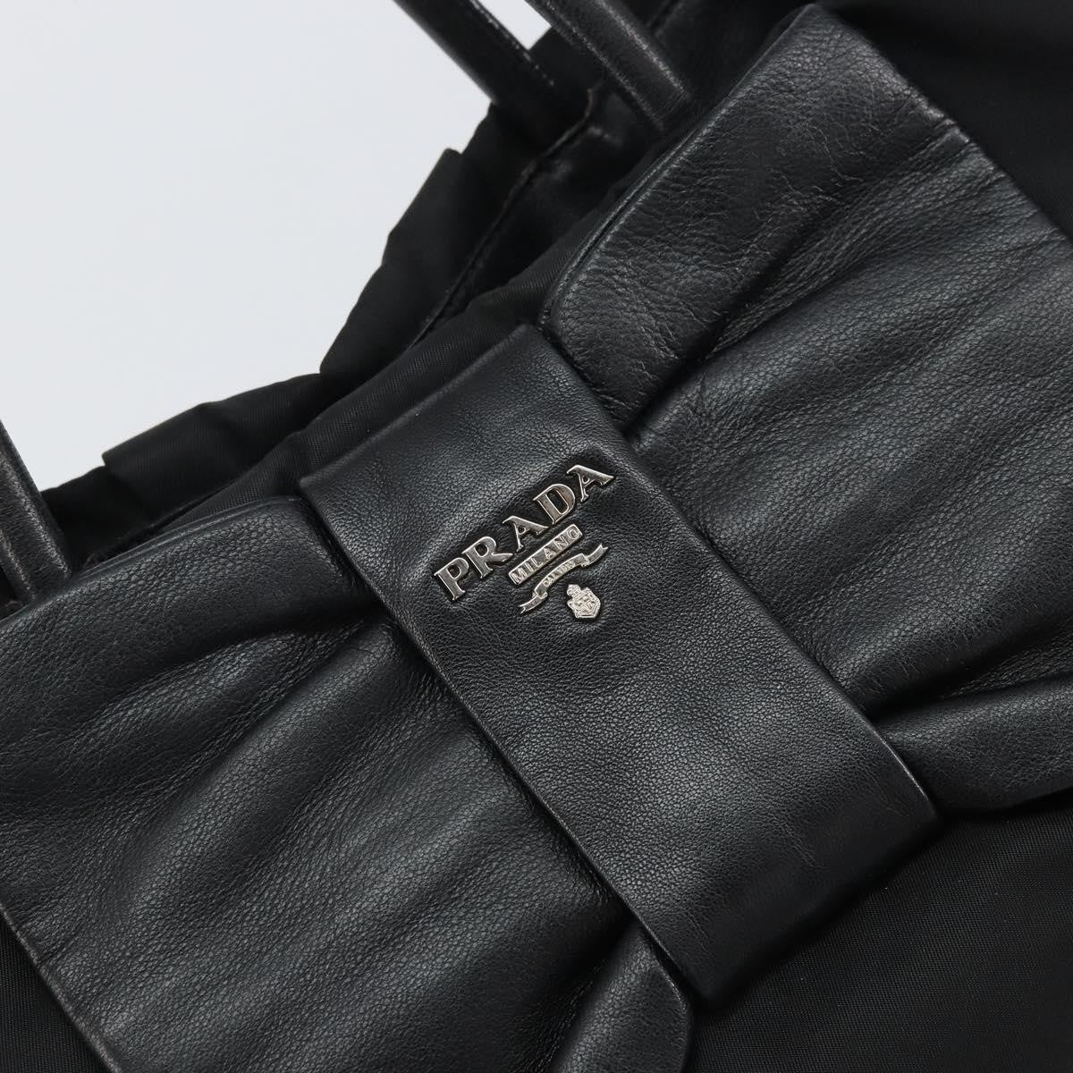Prada Bow Tote Tessuto With Leather Black Nylon Tote Bag Bag