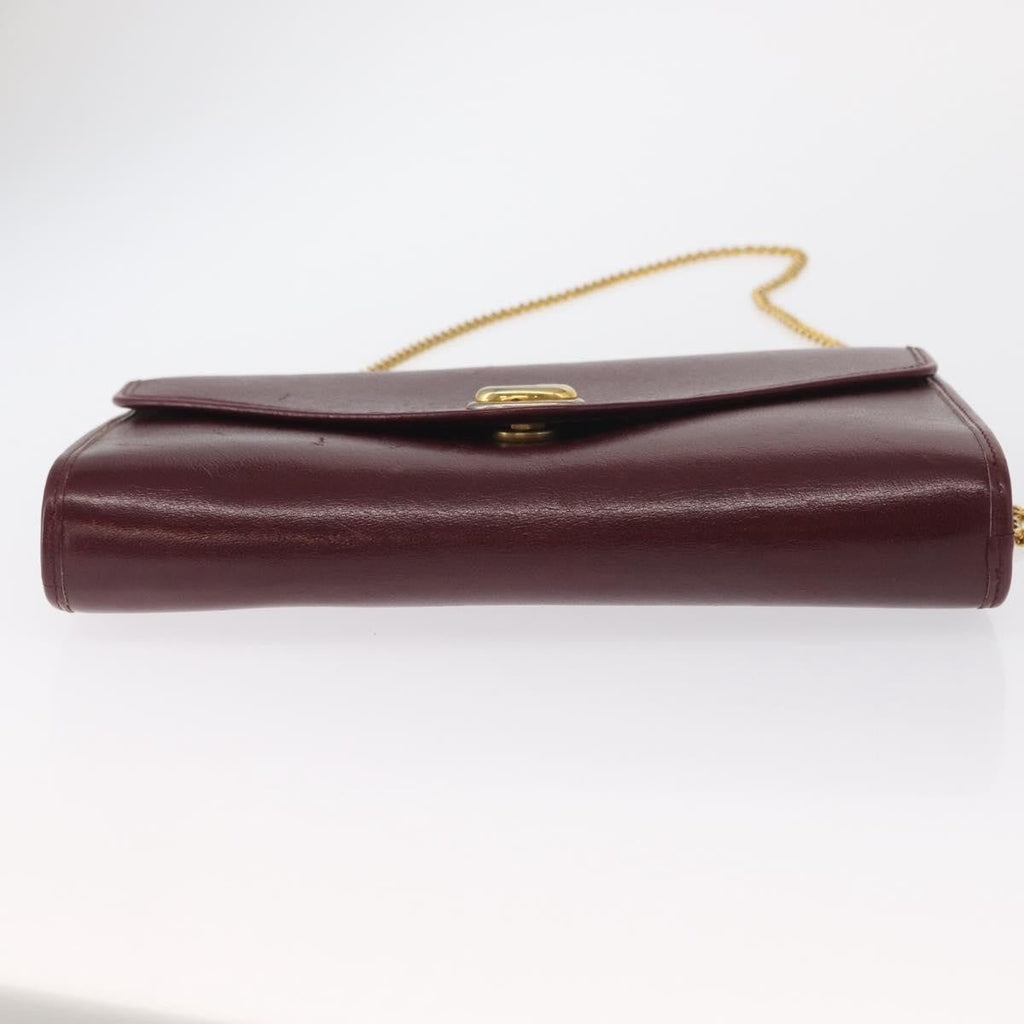 Christian Dior Vintage Chain Flap Shoulder Bag Leather Burgundy Leather Shoulder Bag Bag (Pre-Owned)