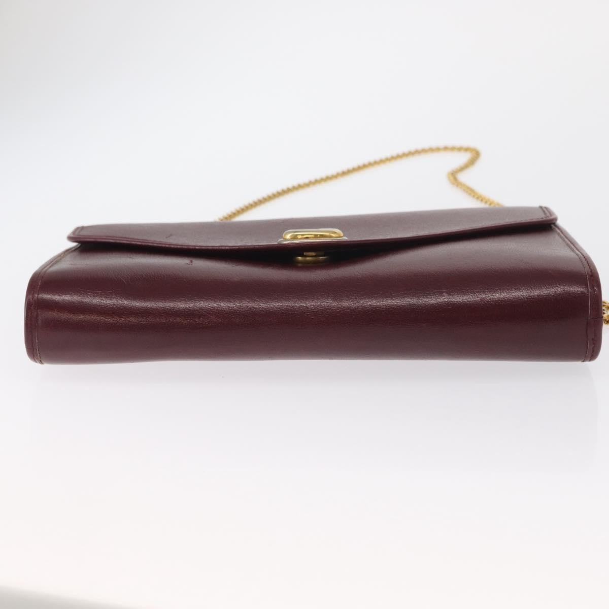 Christian Dior Vintage Chain Flap Shoulder Bag Leather Burgundy Leather Shoulder Bag Bag (Pre-Owned)
