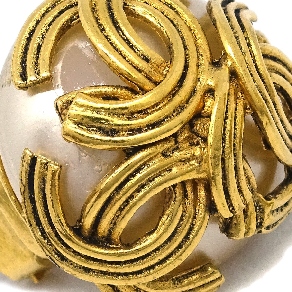 Chanel Vintage Triple Cc Earrings Metal Gold Gold_Plated Earrings Jewelry