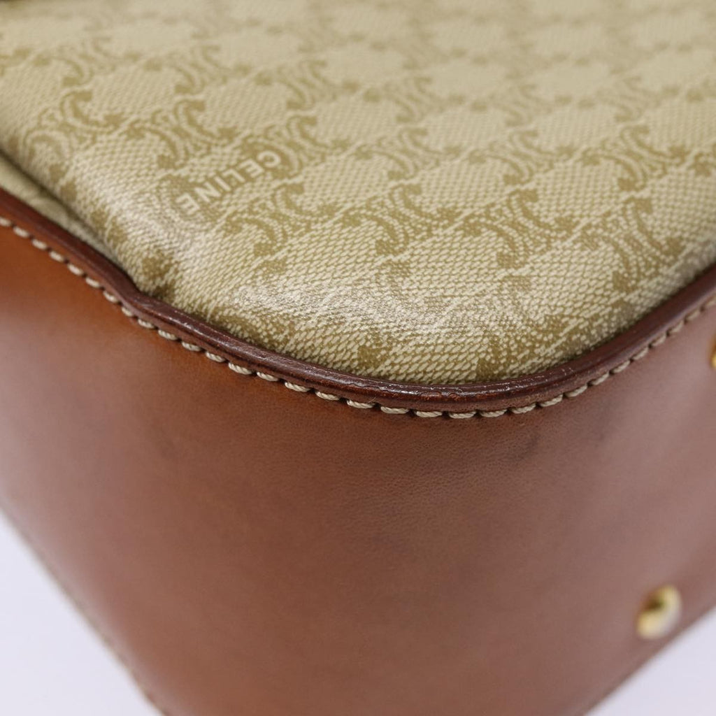 Celine Vintage Convertible Top Handle Bag Macadam Coated Canvas Beige Canvas Handbag