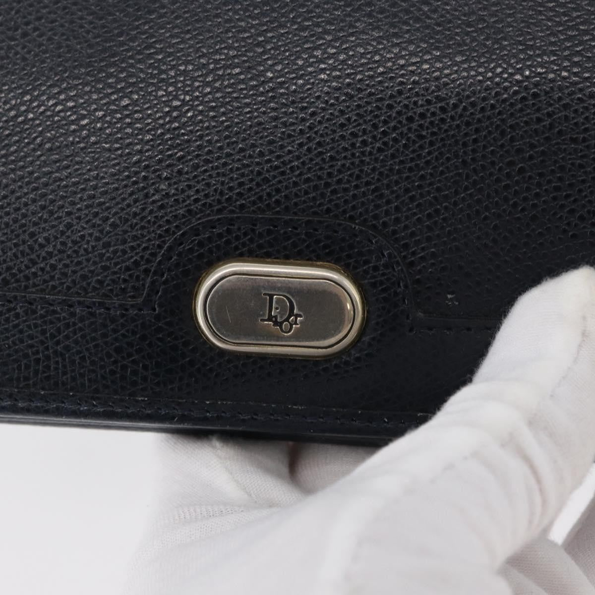 Christian Dior Vintage Chain Flap Shoulder Bag Leather Navy Leather Shoulder Bag Bag (Pre-Owned)