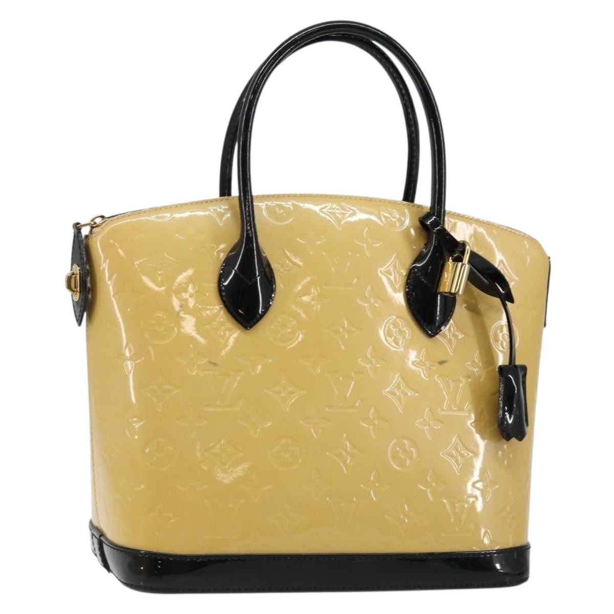 Louis Vuitton Lockit Handbag Monogram Vernis Beige Patent_Leather Tote Bag