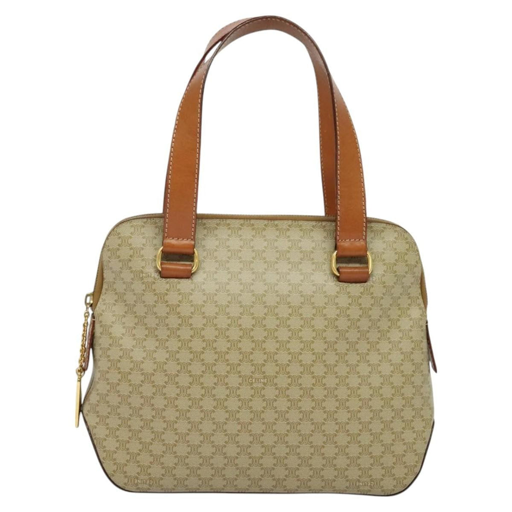 Celine Vintage Macadam Handbag Canvas Beige Canvas Handbag
