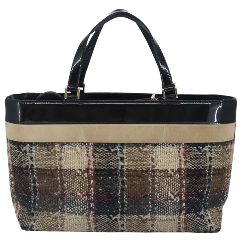 Burberry Nova Check Handbag Wool Beige Wool Handbag