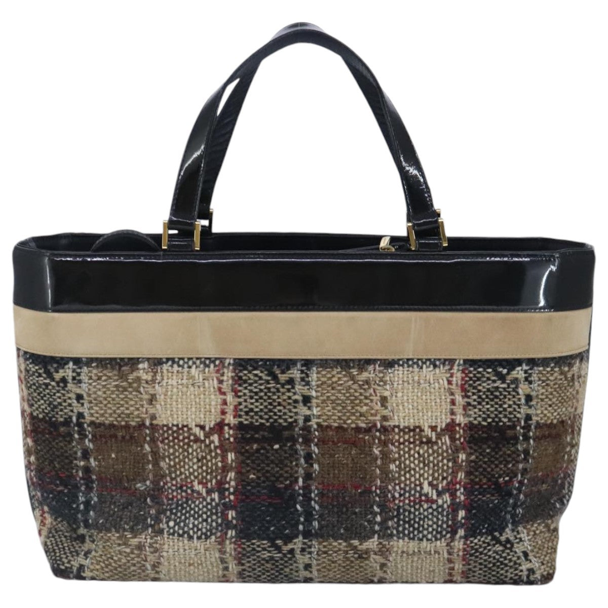 Burberry Nova Check Handbag Wool Beige Wool Handbag