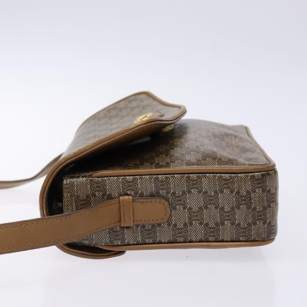 Celine Macadam Shoulder Bag Pvc Leather Beige Pvc Bag