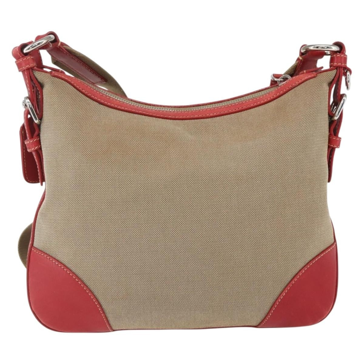 Prada Logo Zip Crossbody Bag Canvas Beige Canvas Shoulder Bag Bag