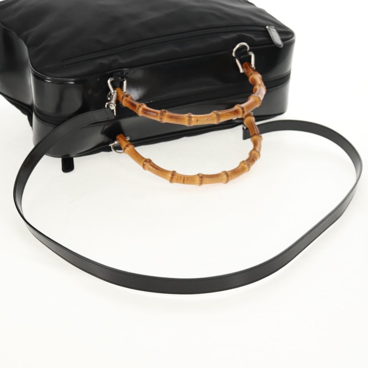 Gucci Vintage Bamboo Handle Bag Nylon Black Nylon Handbag (Pre-Owned)