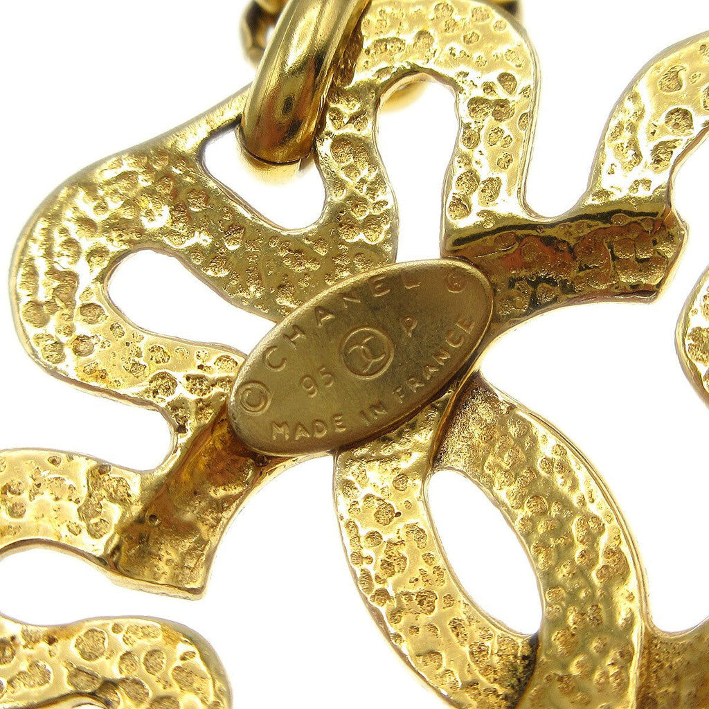 Chanel Cc Flower Pendant Necklace Metal Gold Gold_Plated Necklace Jewelry