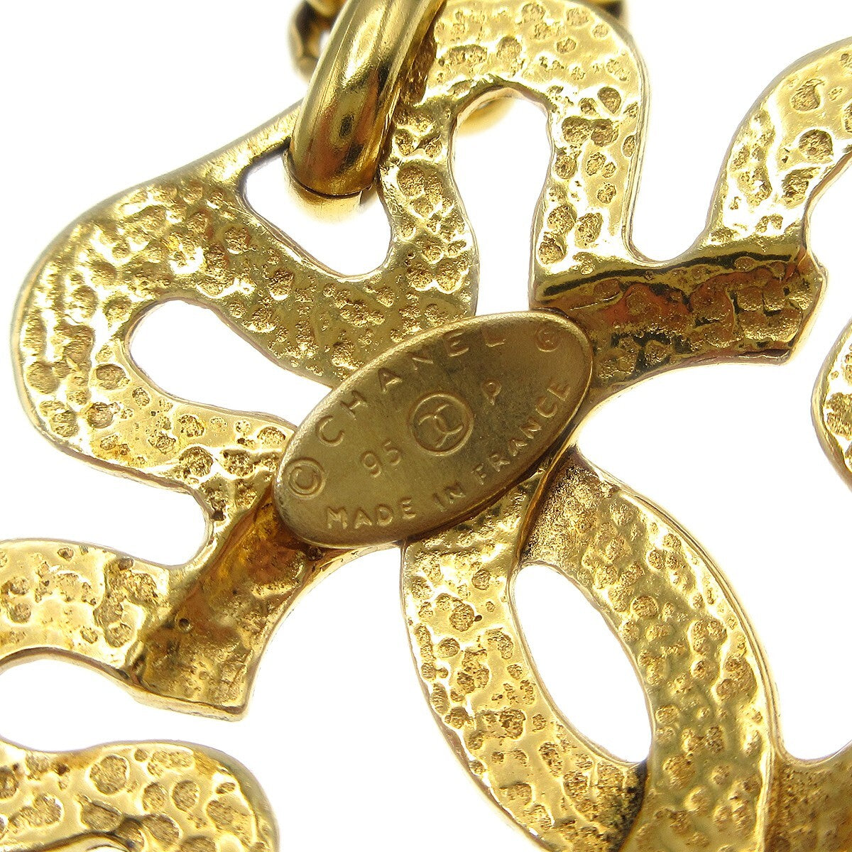 Chanel Cc Flower Pendant Necklace Metal Gold Gold_Plated Necklace Jewelry