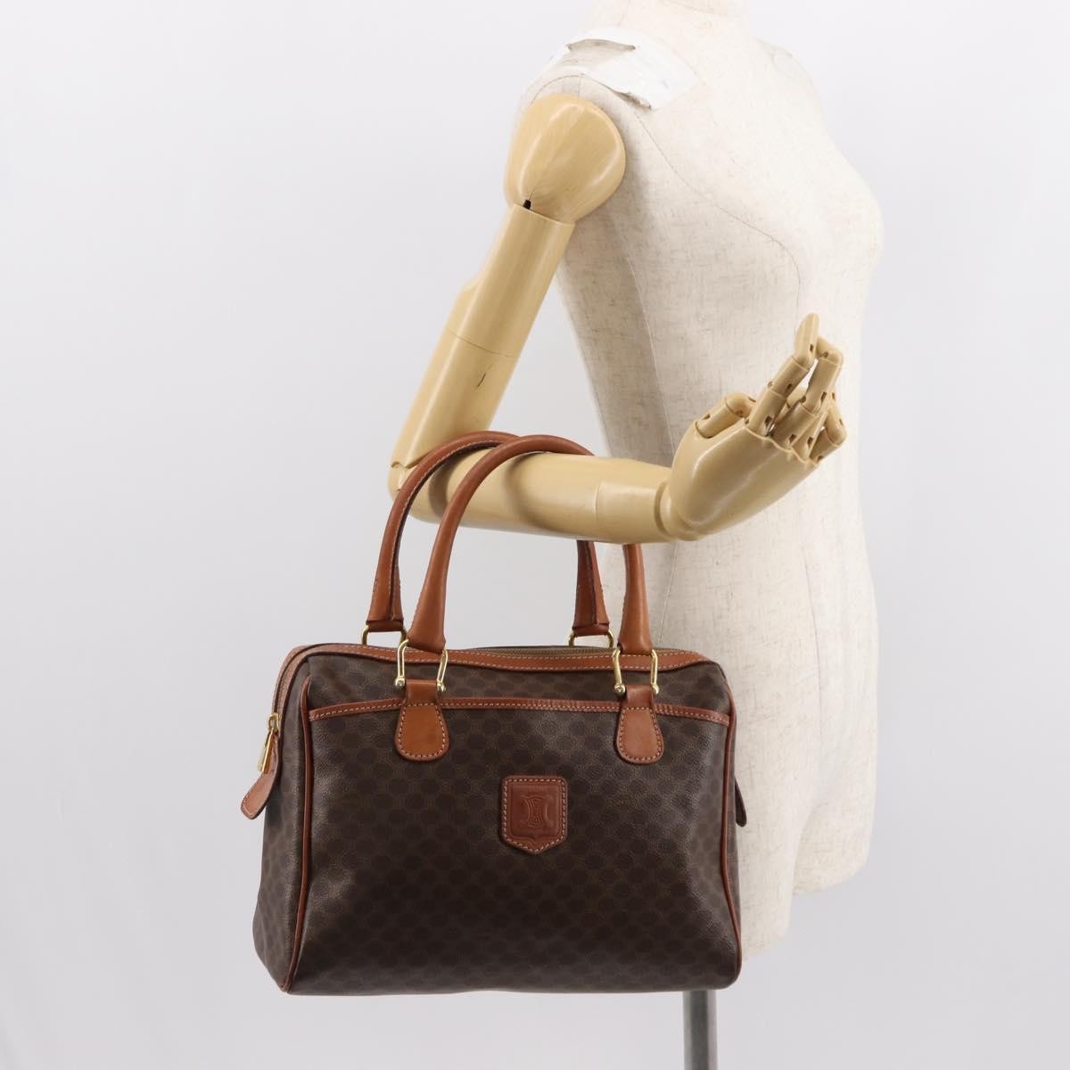 Celine Vintage Macadam Handbag Canvas And Leather Brown Canvas Handbag