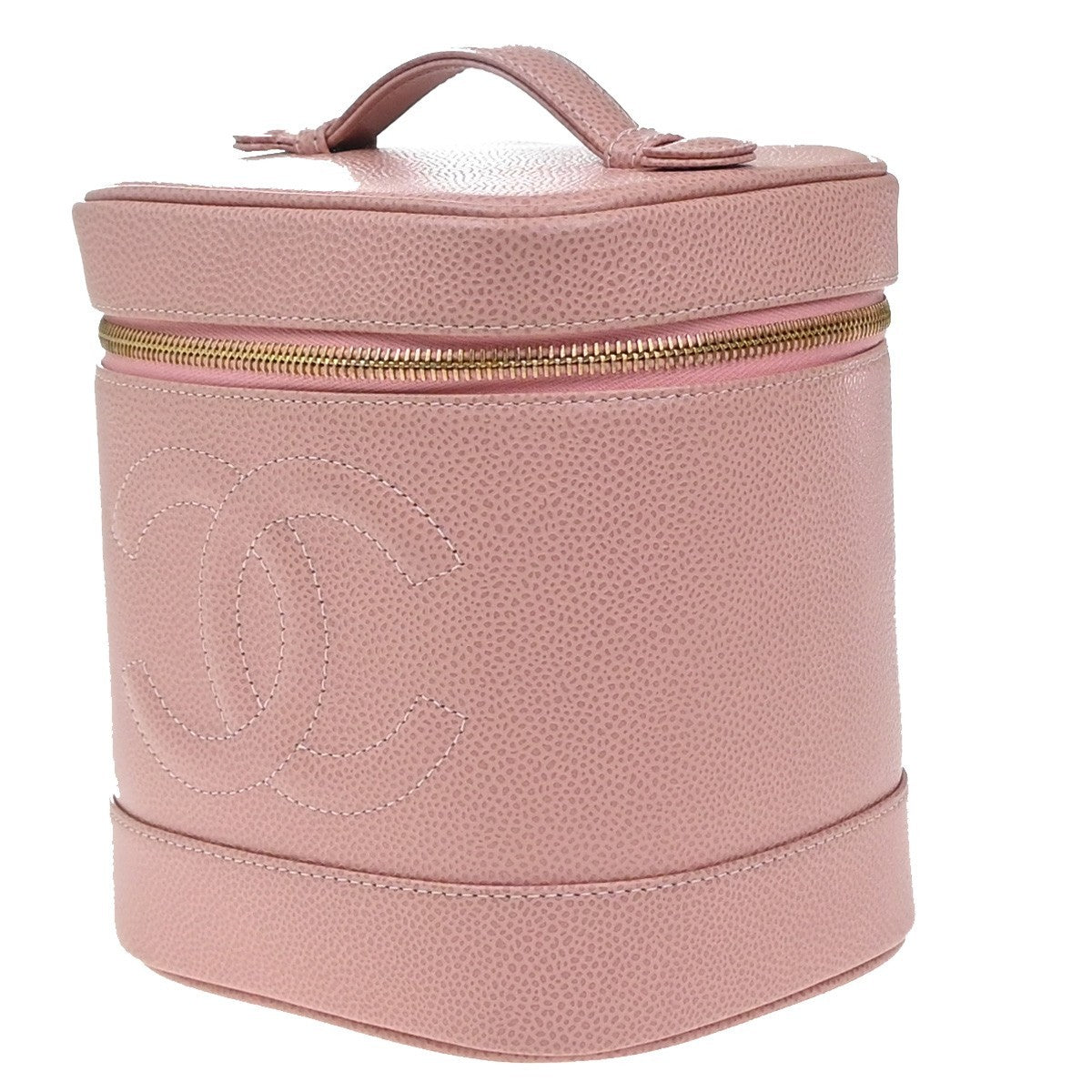 Chanel Vintage Timeless Cosmetic Case Caviar Pink Leather Handbag