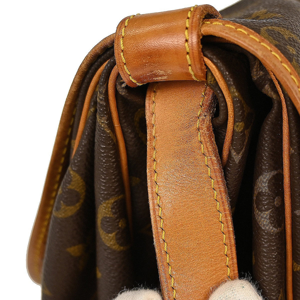 Louis Vuitton Saumur Handbag Monogram Canvas Brown Canvas Shoulder Bag
