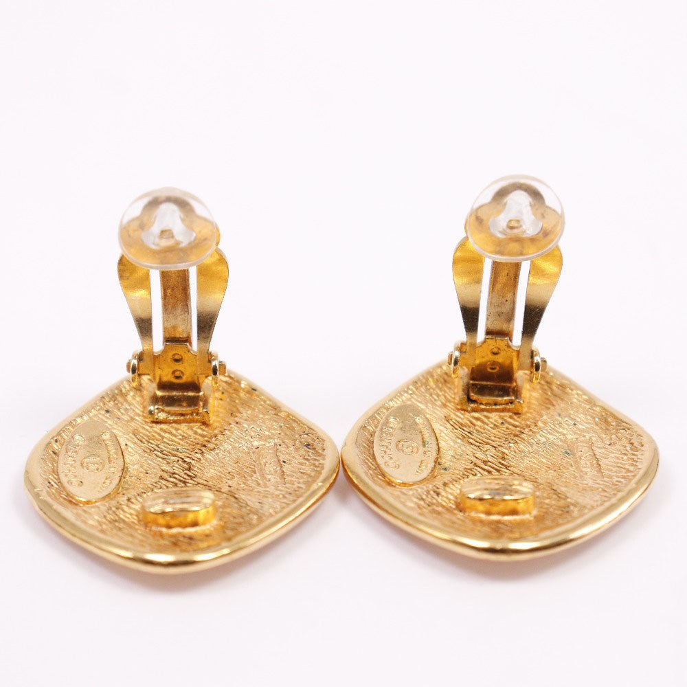 Chanel Cc Rhombus Clip-On Earrings Metal Gold Gold_Plated Earrings Jewelry