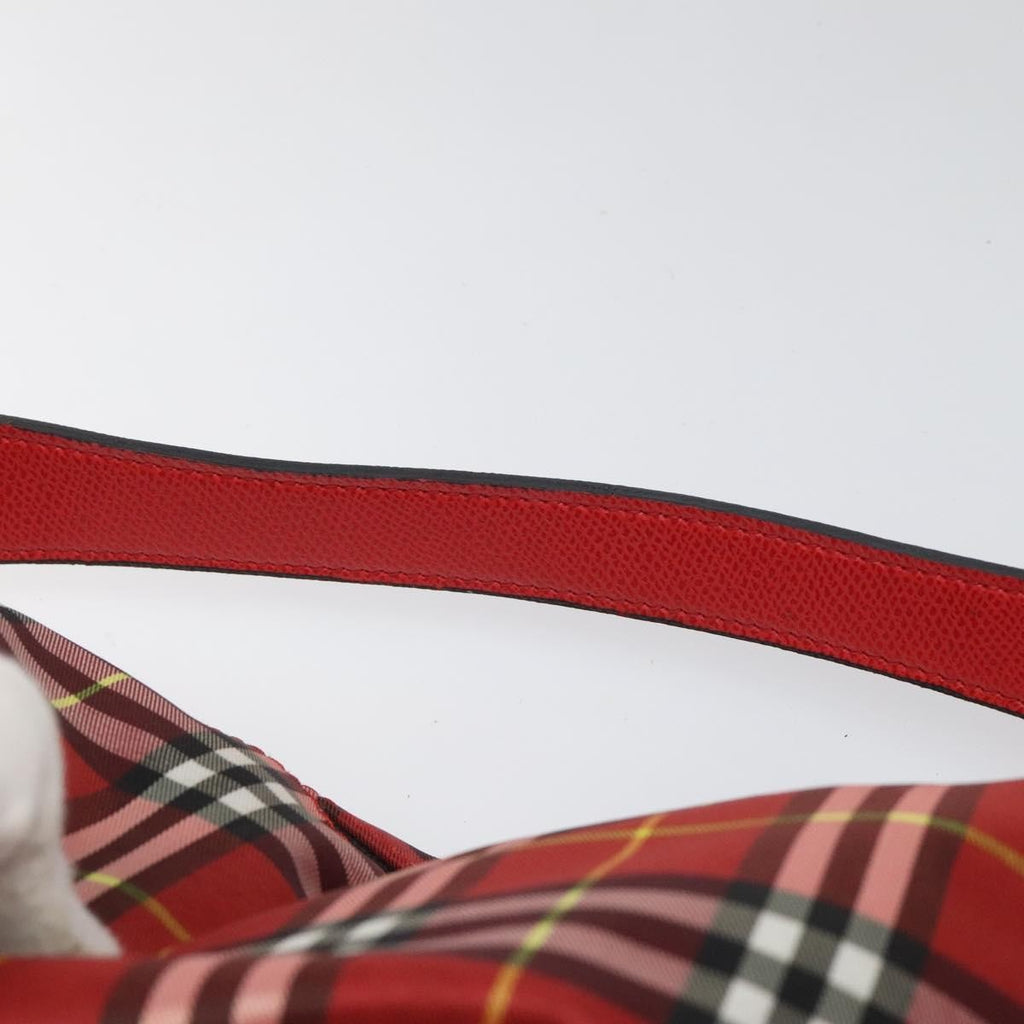 Burberry Nova Check Handbag Leather And Nylon Red Nylon Handbag
