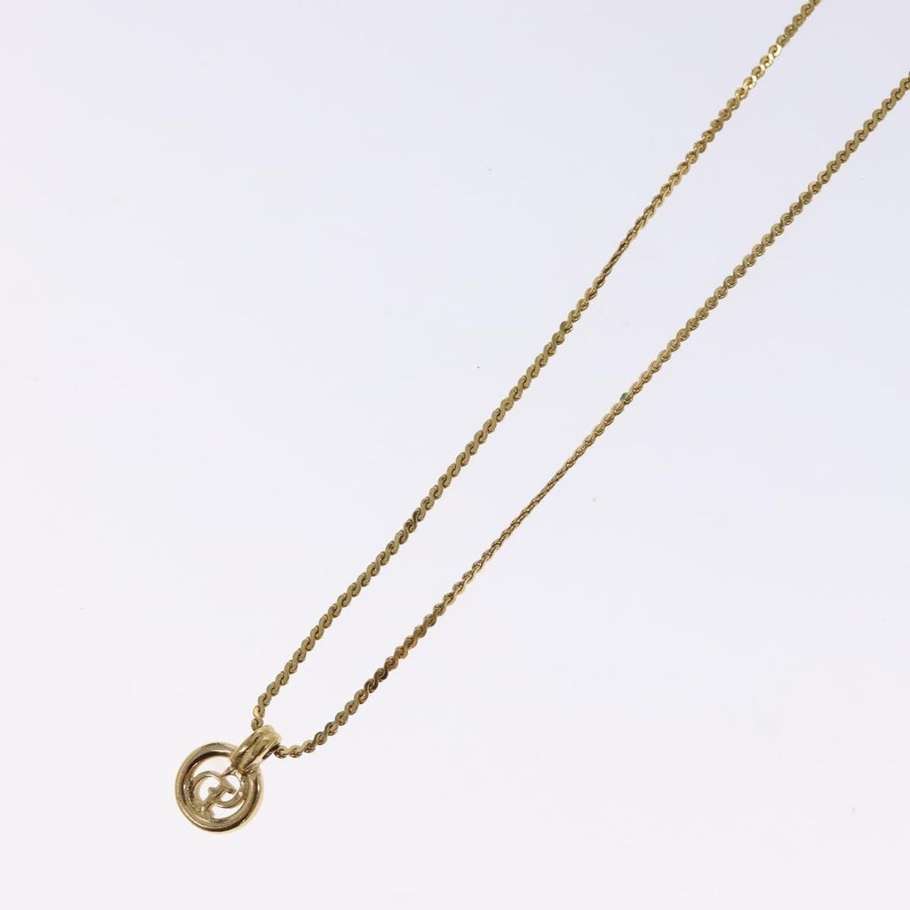 Christian Dior Cd Round Pendant Necklace Metal Gold Metal Jewelry (Pre-Owned)