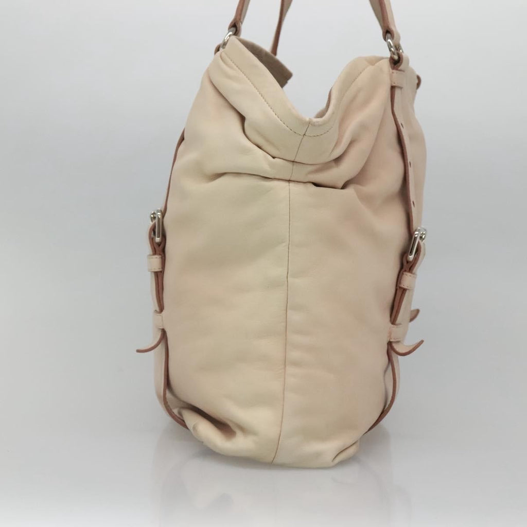Prada Buckle Strap Shoulder Bag Leather Beige Leather Shoulder Bag Bag