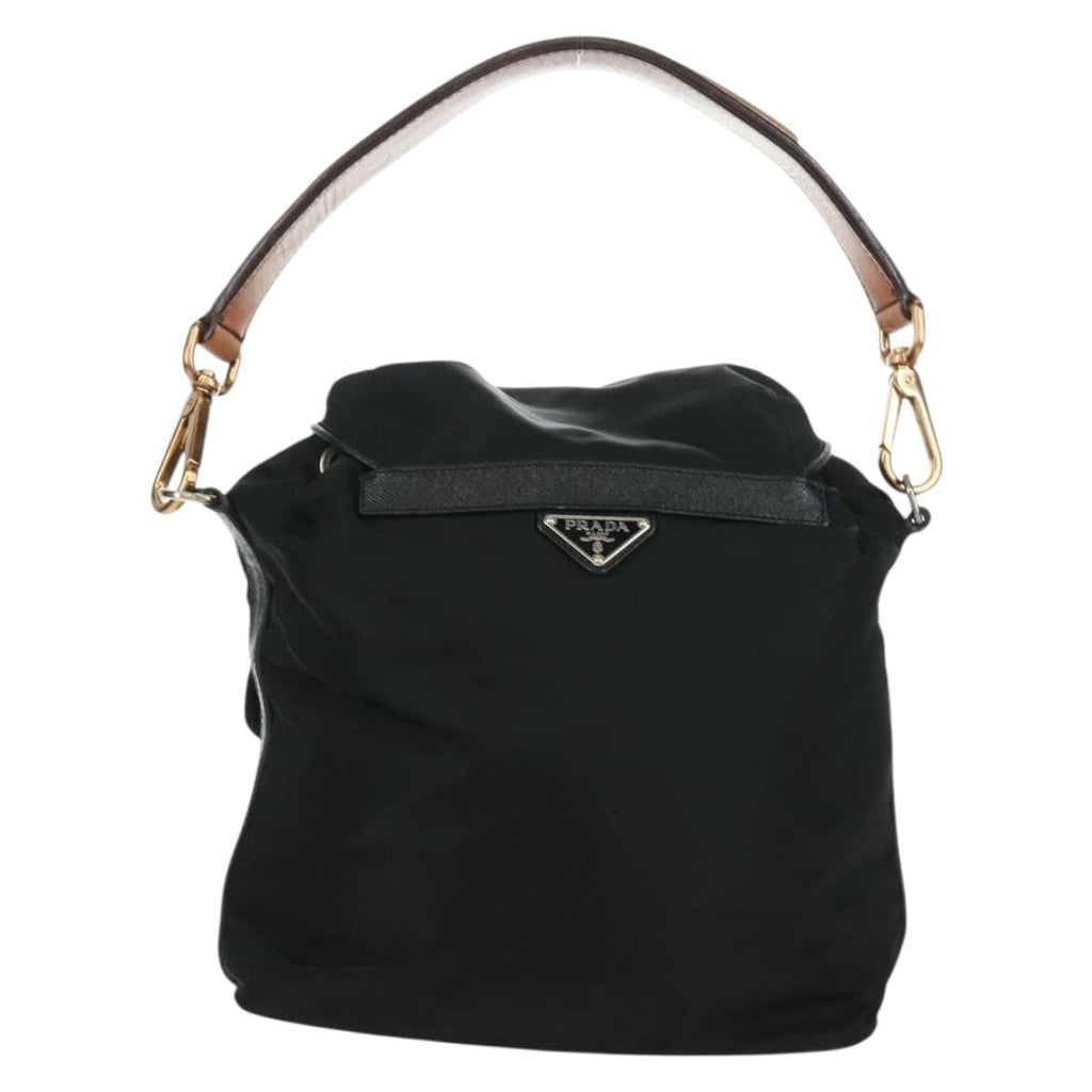 Prada Double Pocket Drawstring Shoulder Bag Tessuto Black Nylon Shoulder Bag Bag