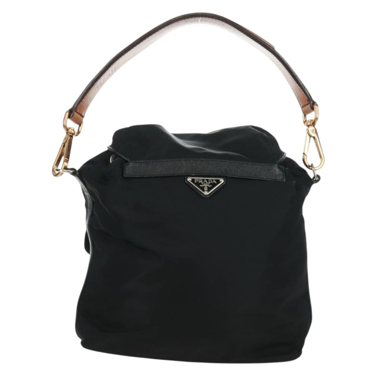 Prada Double Pocket Drawstring Shoulder Bag Tessuto Black Nylon Shoulder Bag Bag