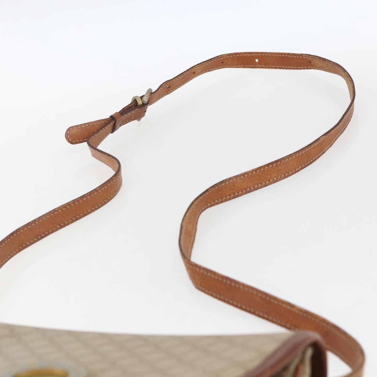 Celine Vintage Macadam Circle Logo Shoulder Bag Canvas And Leather Beige Canvas Shoulder Bag Bag