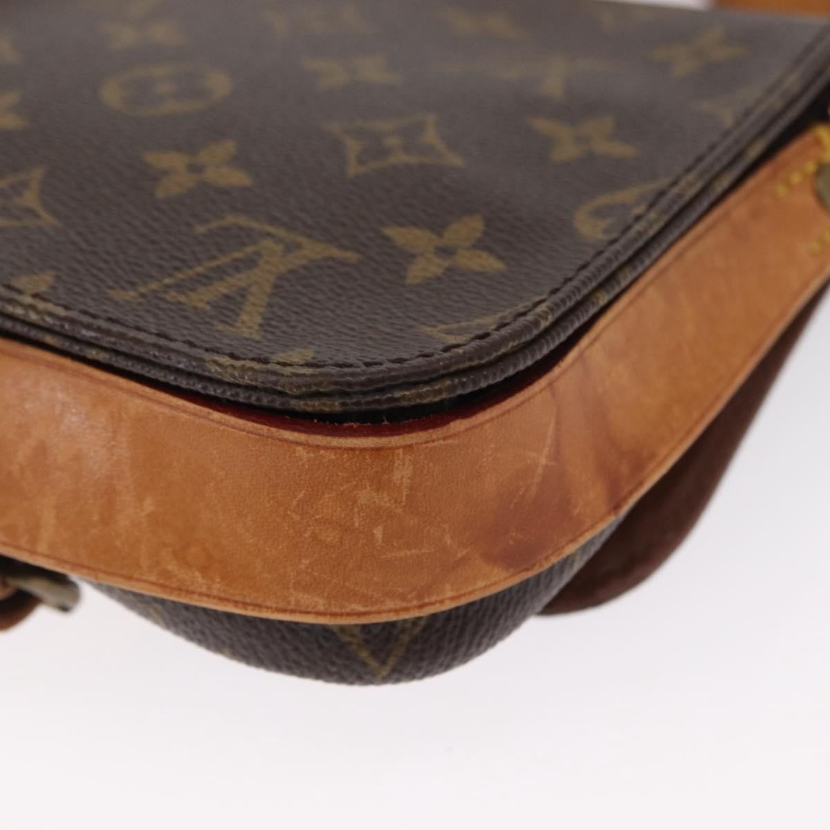 Louis Vuitton Cartouchiere Handbag Monogram Canvas Brown Canvas Shoulder Bag