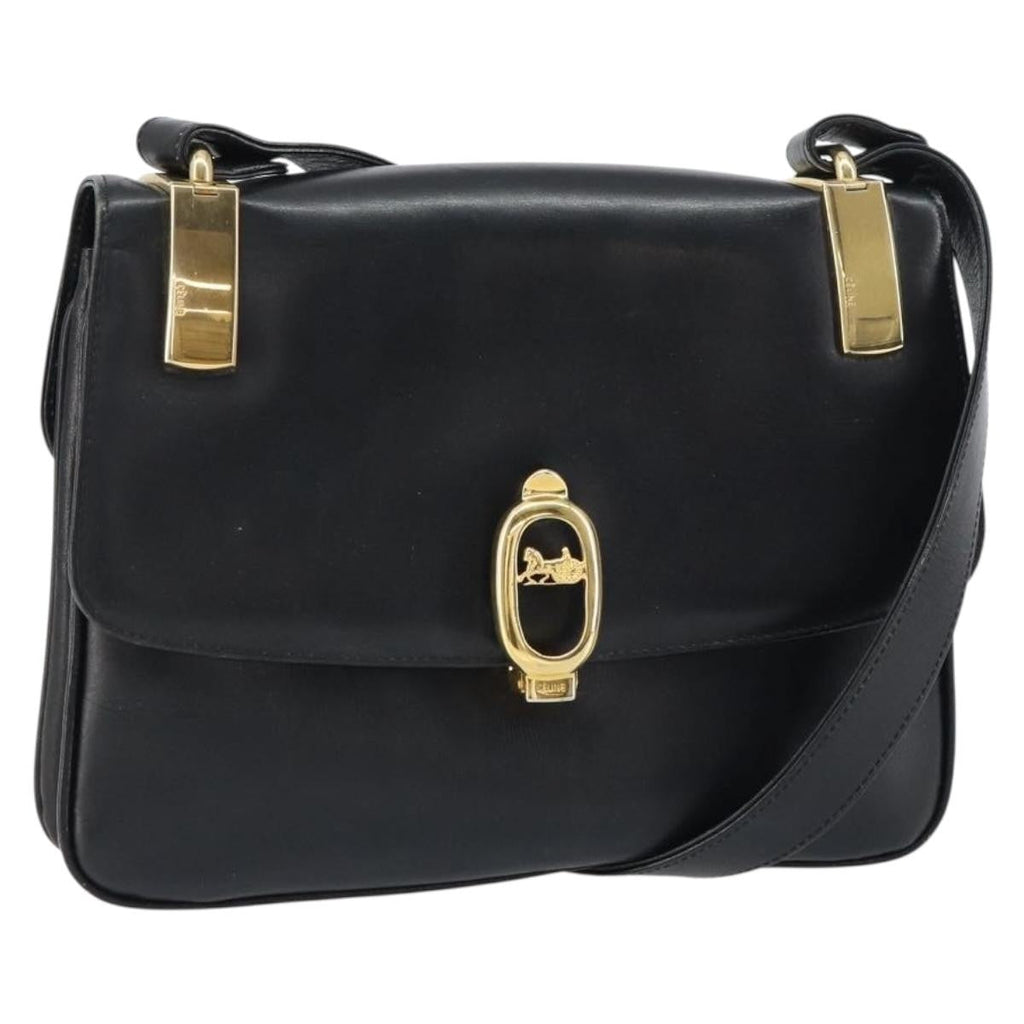 Celine Horse Carriage Shoulder Bag Leather Black Leather Shoulder Bag Bag