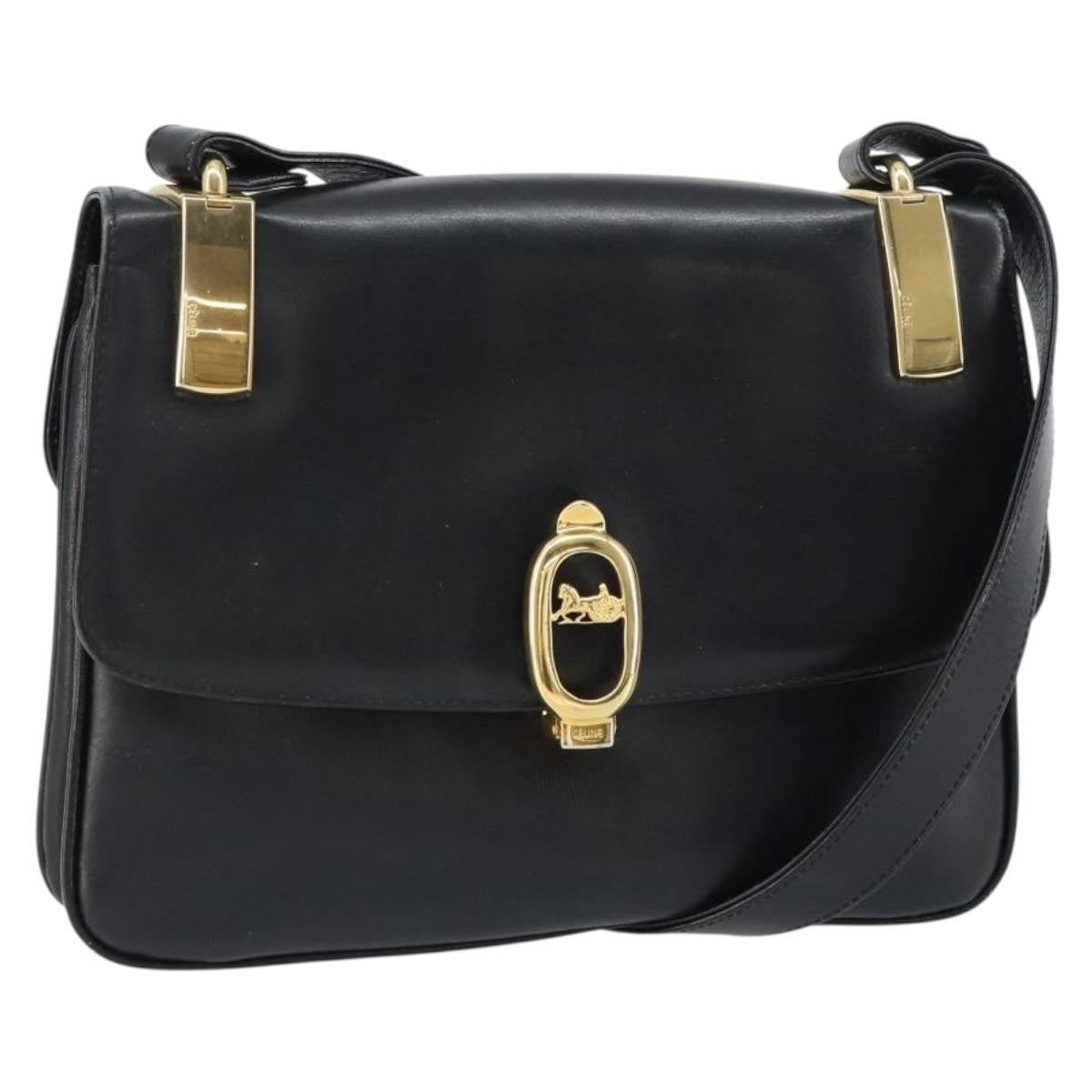 Celine Horse Carriage Shoulder Bag Leather Black Leather Shoulder Bag Bag