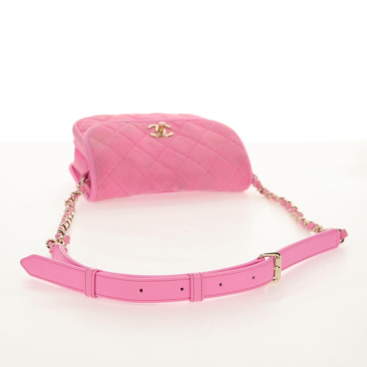 Chanel Flap Messenger Bag Quilted Denim Pink Canvas Shoulder Bag Bag