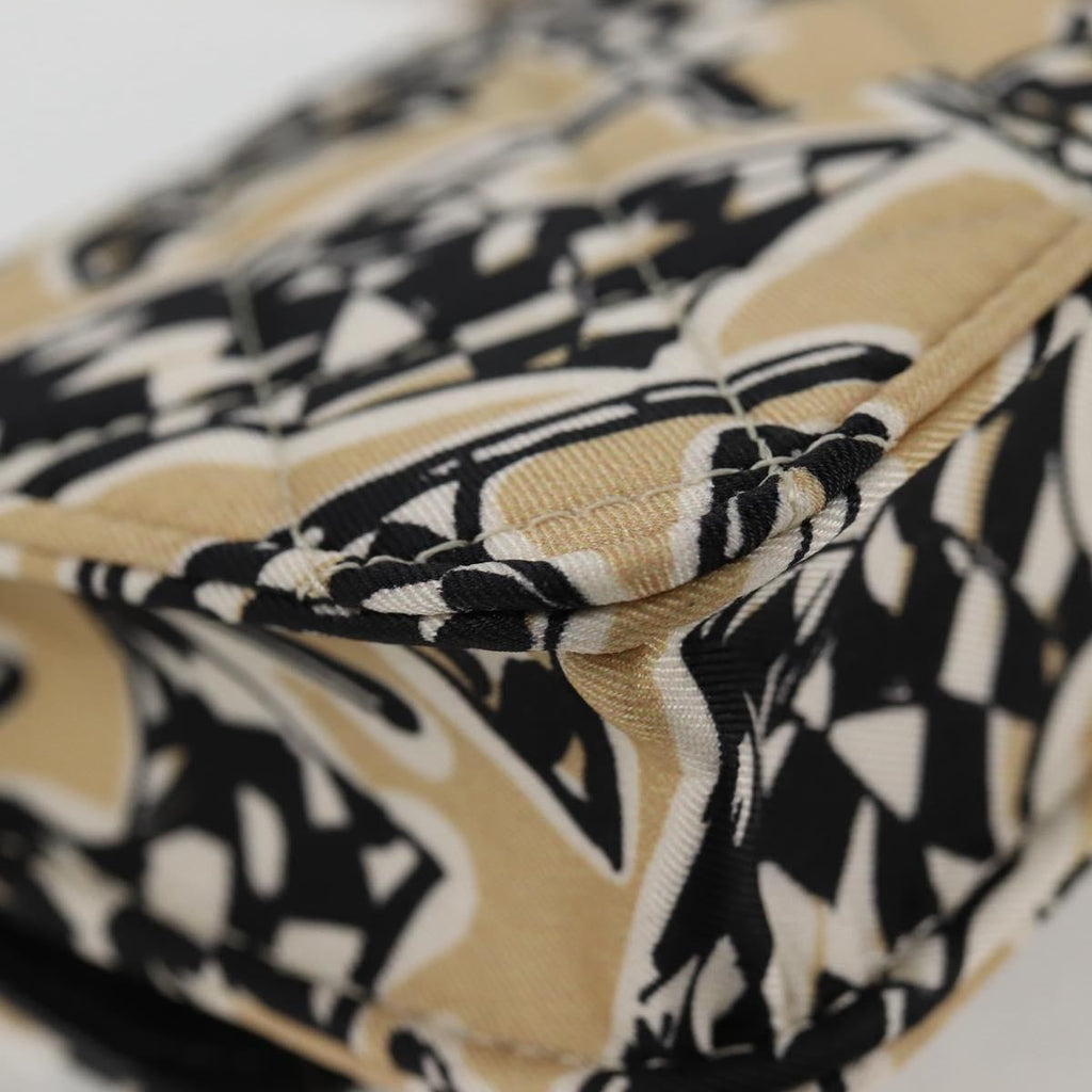 Chanel Flap Card Holder On Chain Quilted Printed Canvas Beige Nylon Shoulder Bag Bag