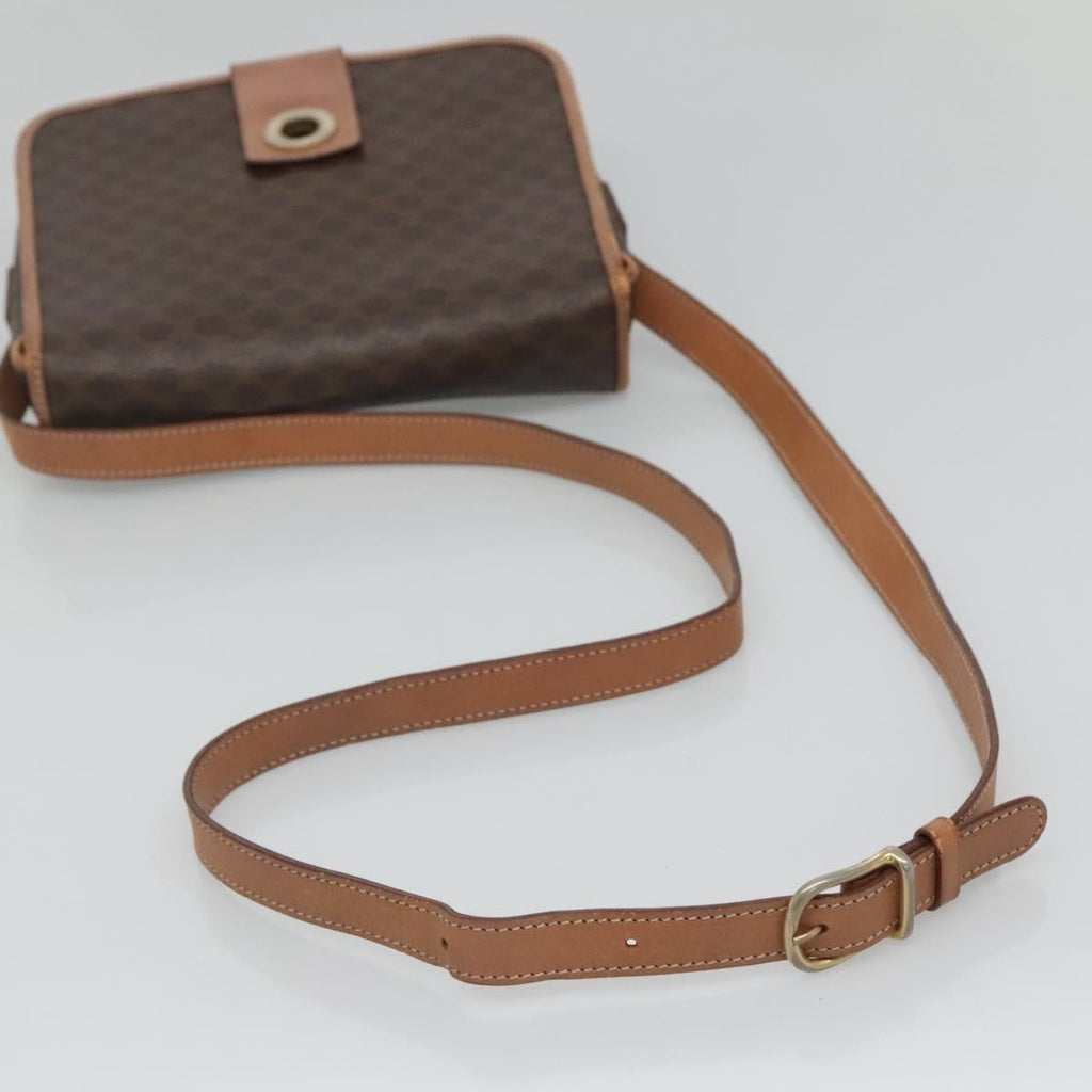 Celine Vintage Macadam Shoulder Bag Canvas And Leather Brown Canvas Shoulder Bag Bag
