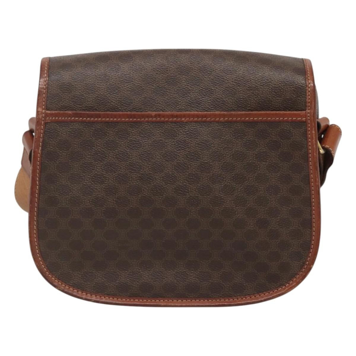 Celine Vintage Macadam Shoulder Bag Canvas And Leather Brown Canvas Shoulder Bag Bag