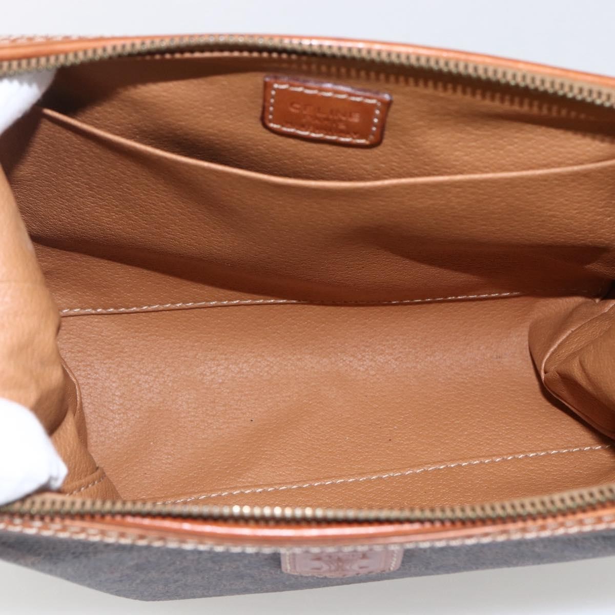 Celine Macadam Pochette Canvas And Leather Brown Canvas Clutche & Pouche Bag